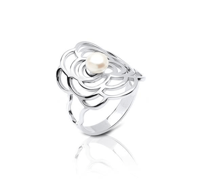 Ring “Parel” – sterling zilver 925 met camelia & parel