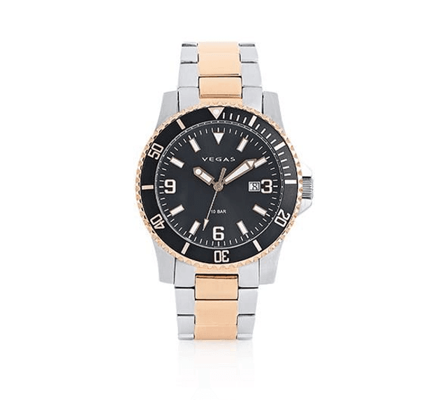 Herenhorloge Ø 43 mm – blauwe wijzerplaat &amp; roestvrijstalen band
