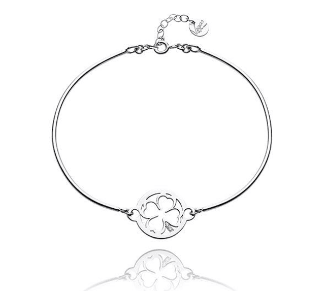 Armband &quot;Klaver&quot; – sterling zilver 925 met zirkonia